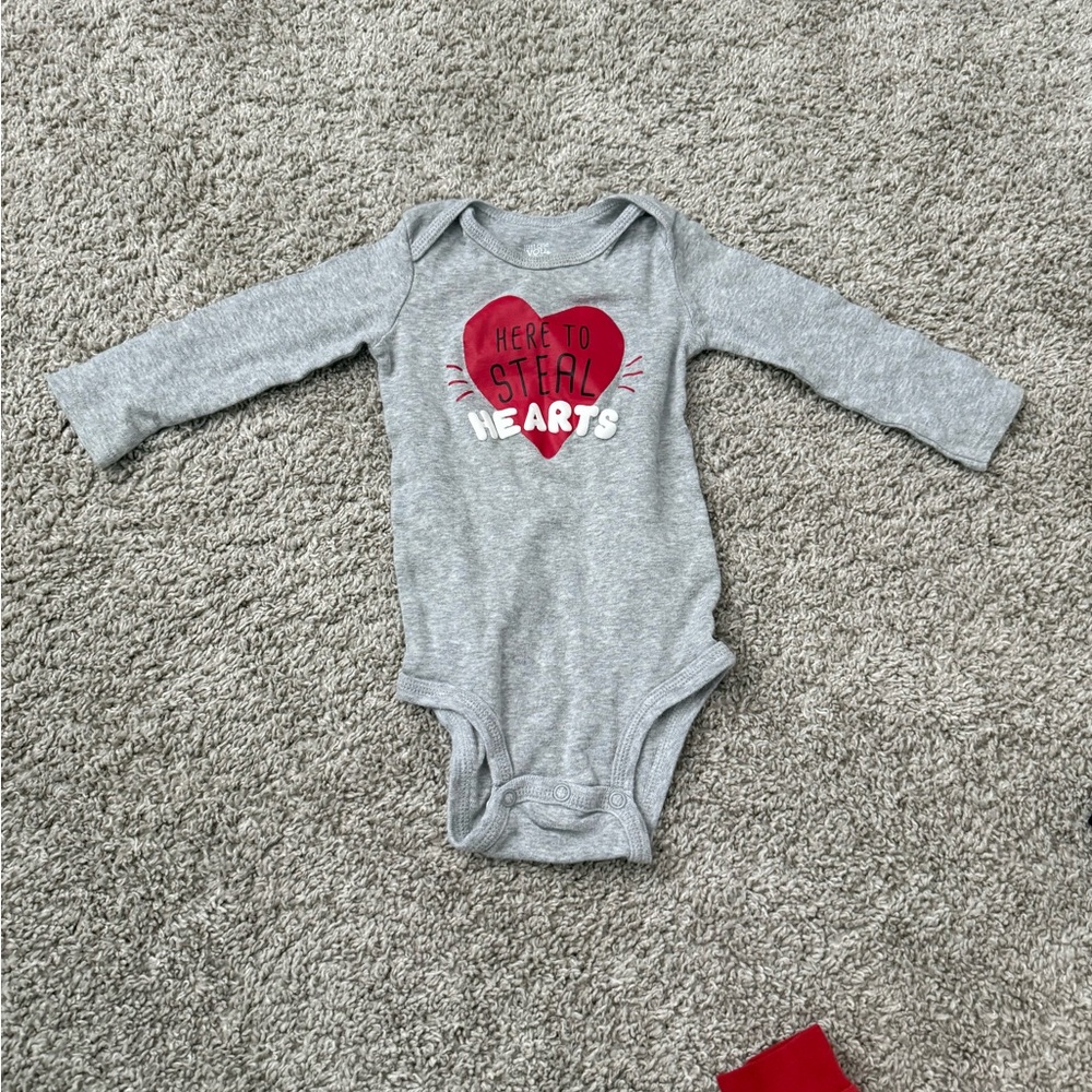 Carter's Gray and Red Heart Bodysuit